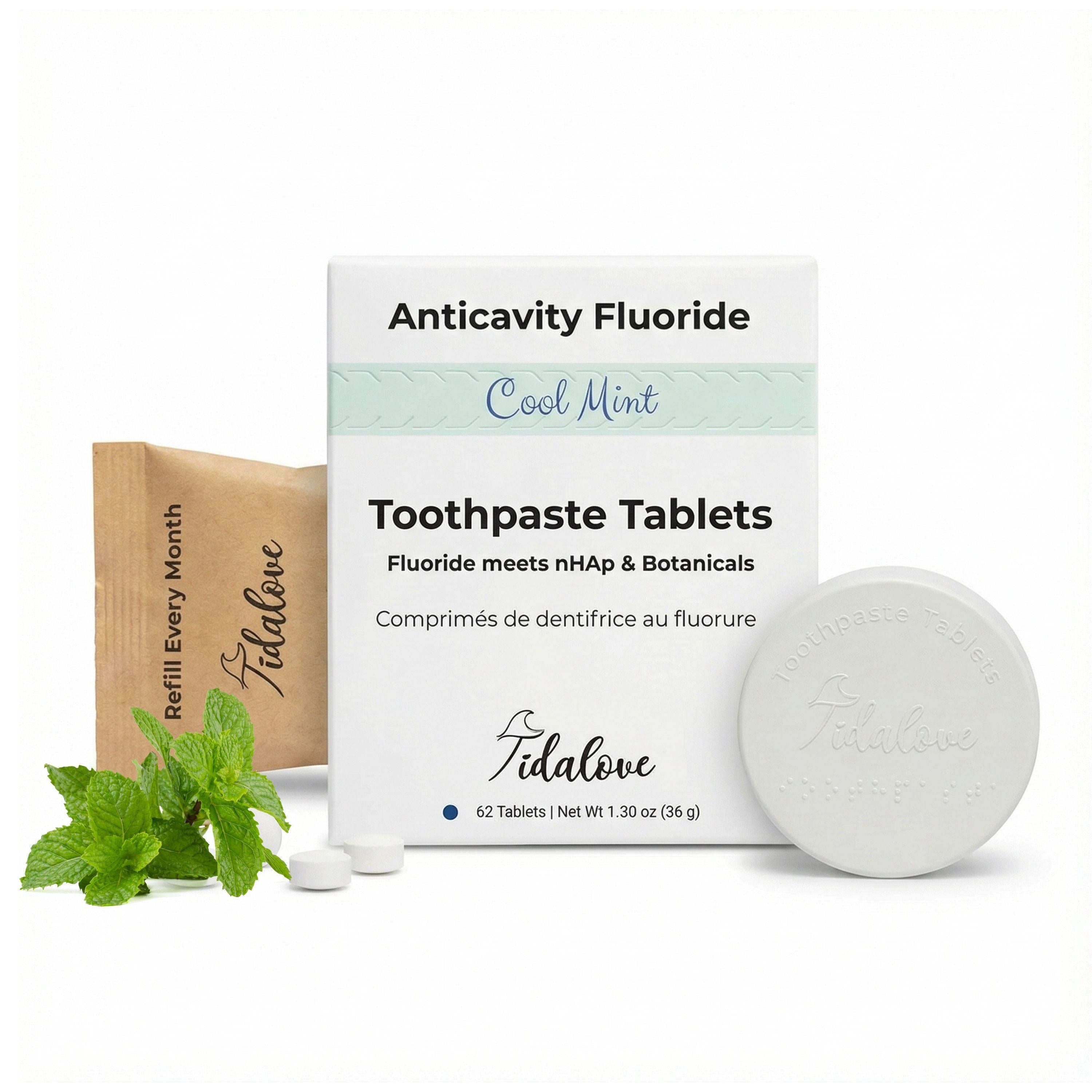 Fluoride Cool Mint Toothpaste Tablets — 1 Month
