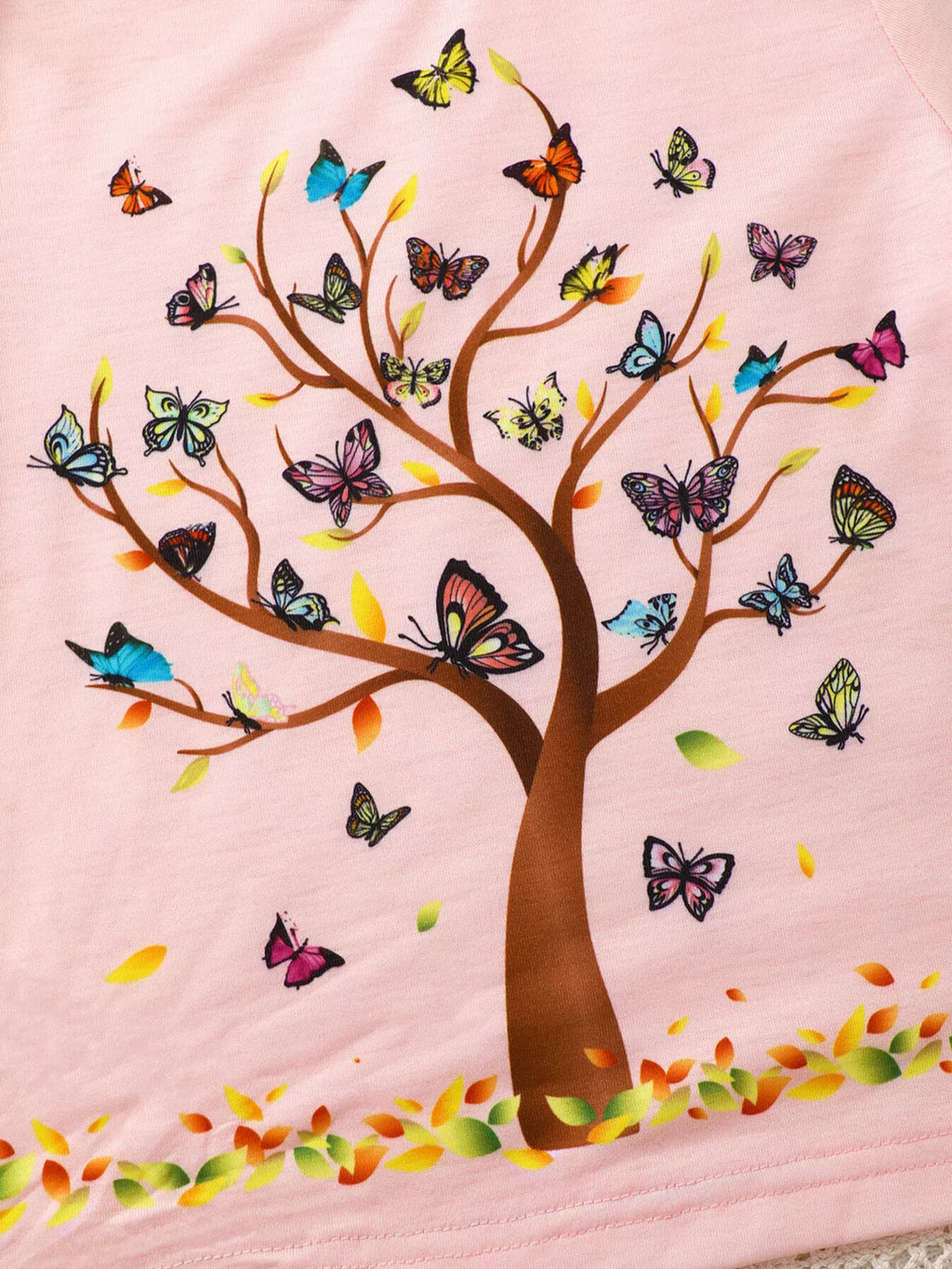 Children's Butterfly Tree Graphic Casual T-Shirt