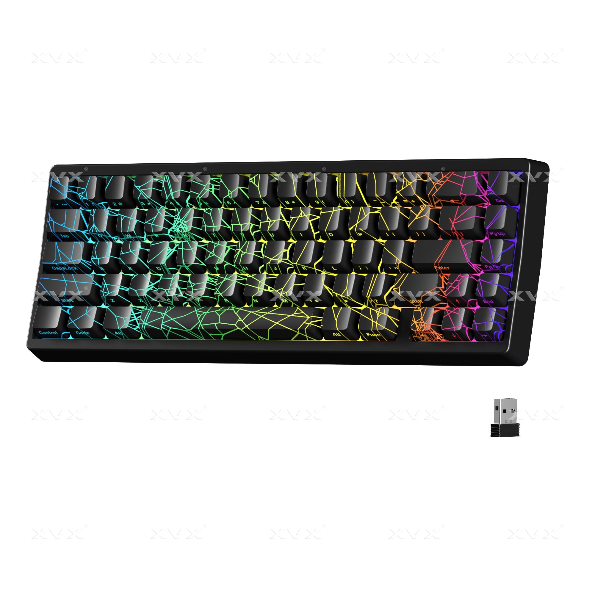 XVX M67 JadeStone Mechanical Keyboard With IMD-Tech Keycaps (SPIDER WEB Version Pattern)（Tri-Mode）