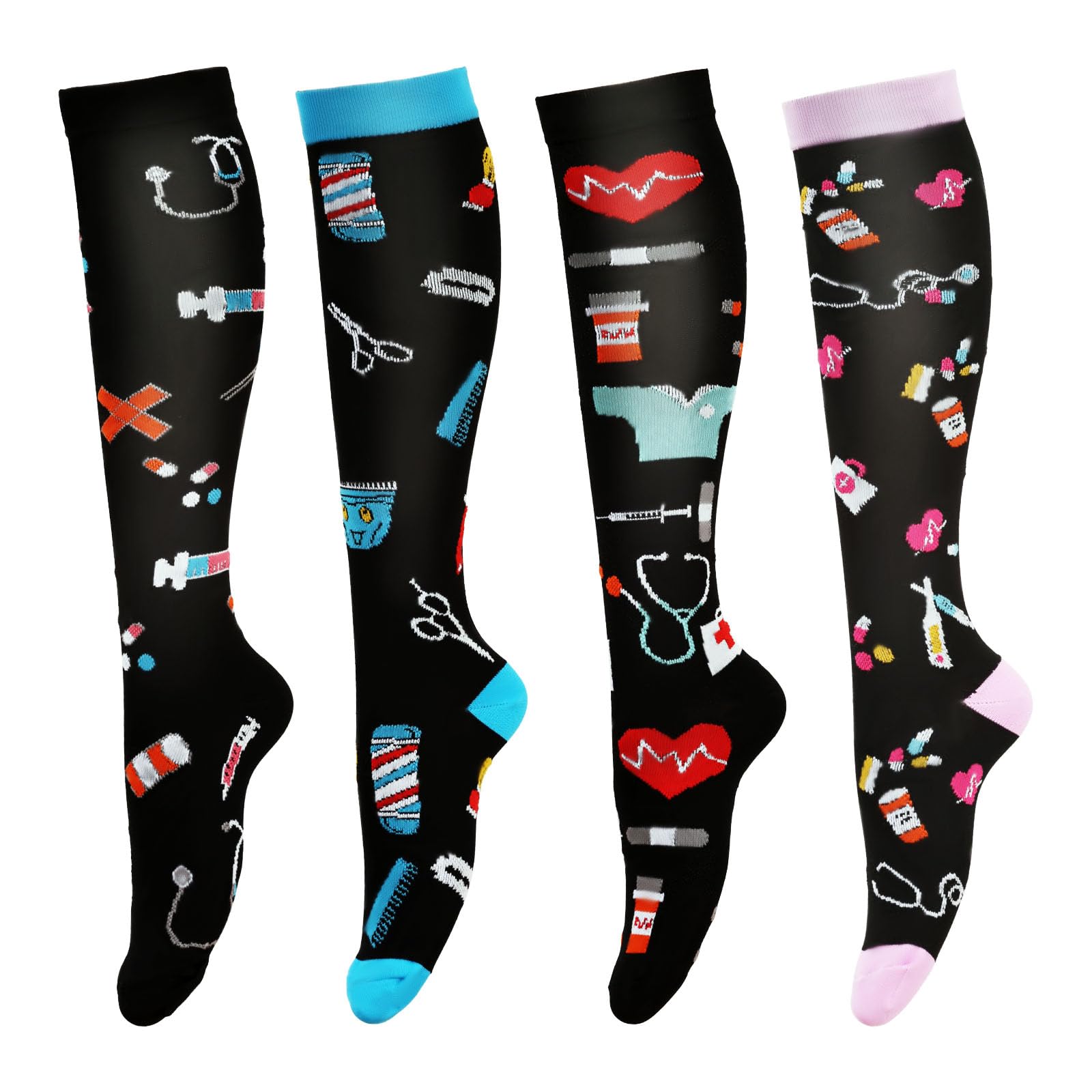 LEOSTEP Compression Socks for Women & Men Circulation Long Stockings Support for Nurses Pregnant Hiking Riding Running