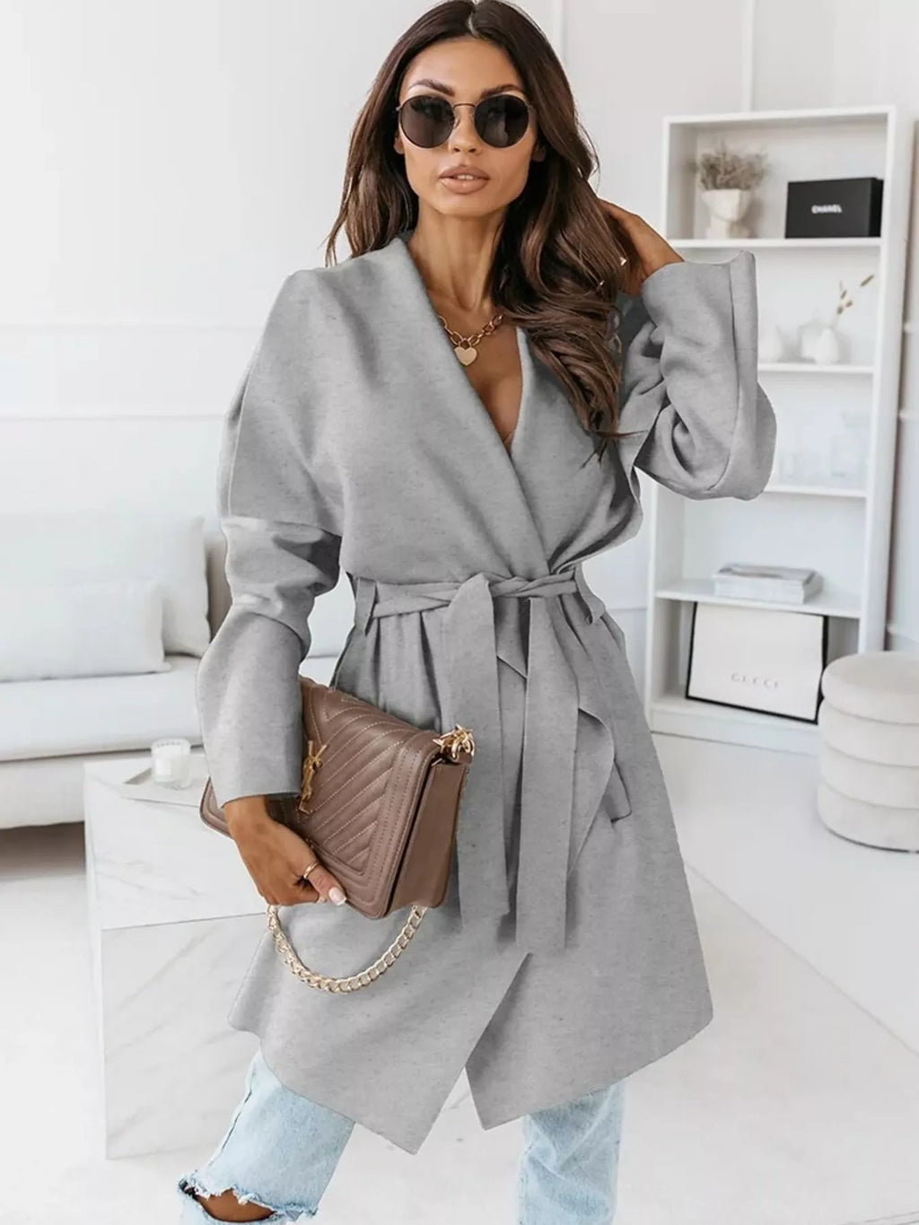 Tie Waist Long Sleeve Outerwear