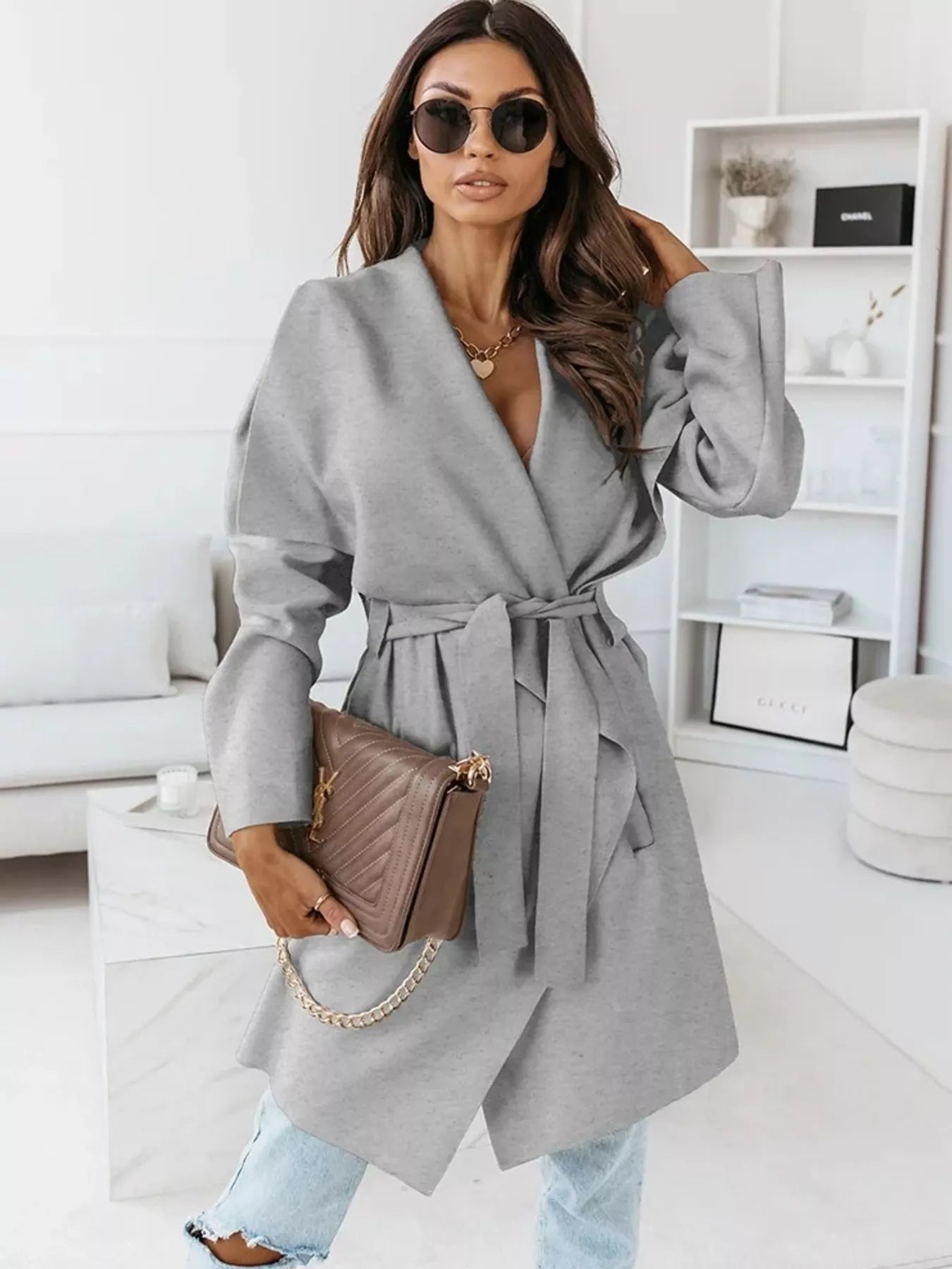 Tie Waist Long Sleeve Outerwear