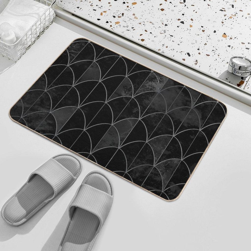 Mermaid Scales. Black And White Watercolor.  High-Traffic Bath Mat