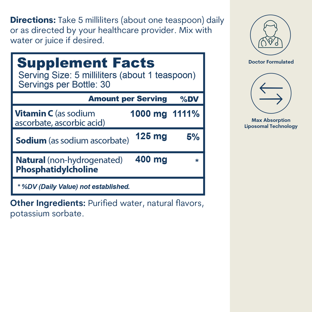 Liposomal Vitamin C - Liquid - Original Orange Formula  (5 FL OZ / 30 Servings)