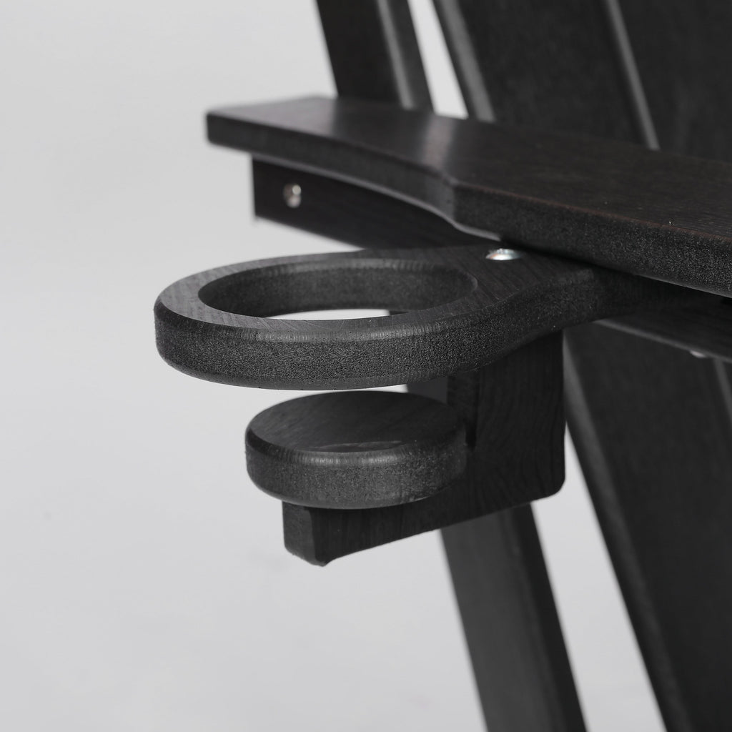 HDPE Folding Adirondack Chair with Dual Cup Holder - Black