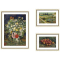 Apples 1887, Bouquet of Flowers in a Vase 1890, & Garden at Arles by Vincent Van Gogh 3 Piece Framed Wall Art Print Set by Nostalgia Prints