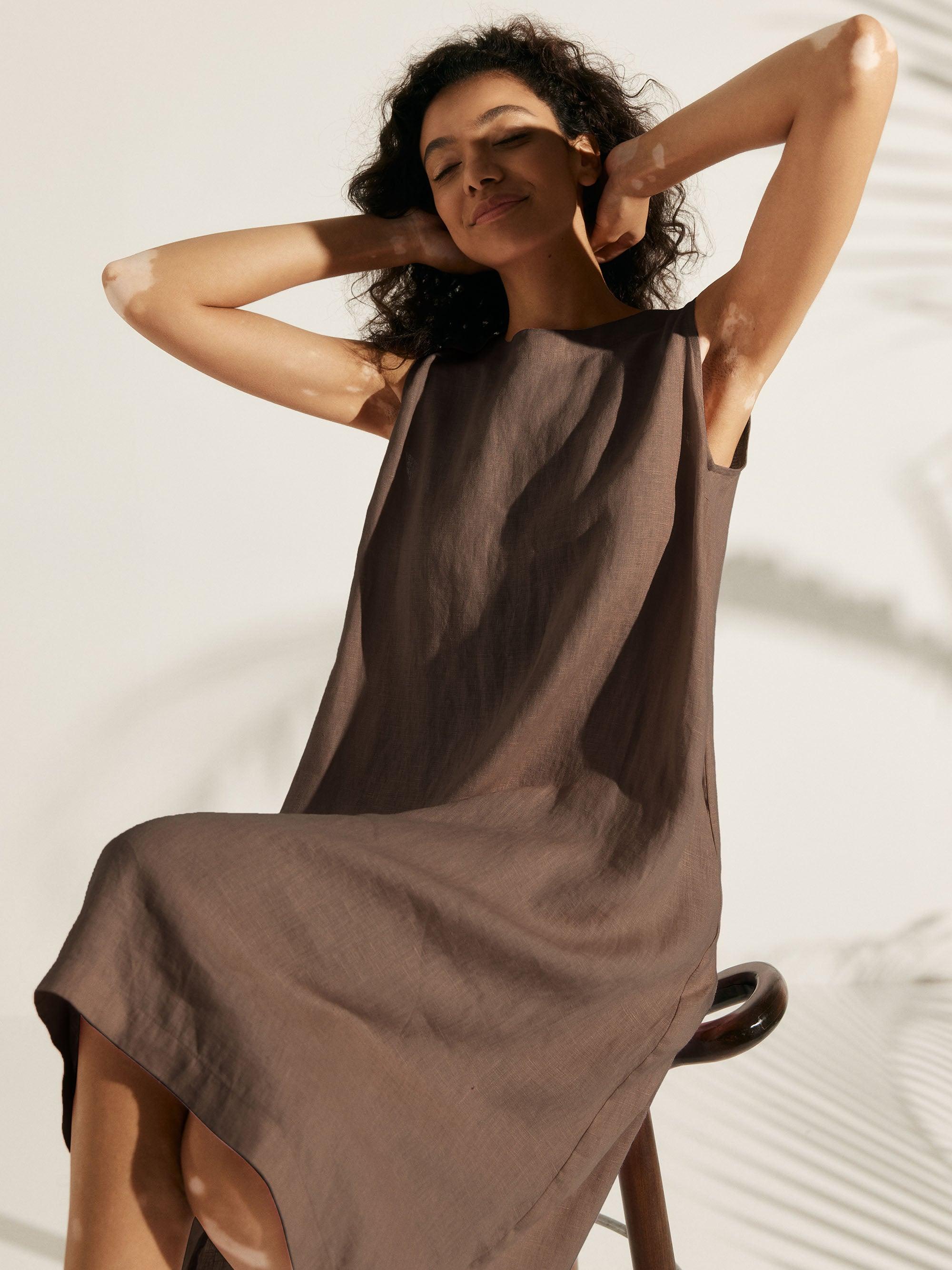 100% Linen Sleeveless Dress SIENNA