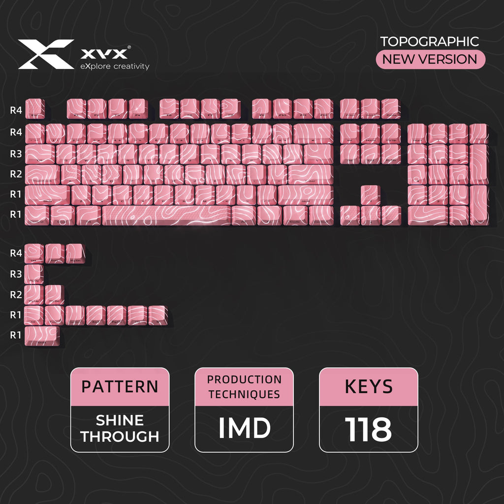 XVX Topographic New Version Pattern Shine-Through OEM Profile IMD-Tech Keycap Set