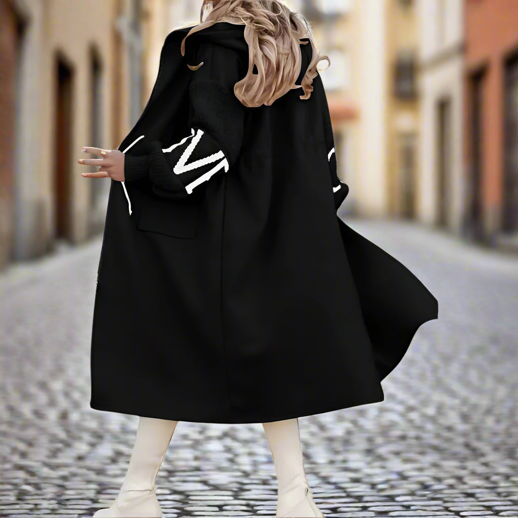 Women’s Letter Print Hooded Coat