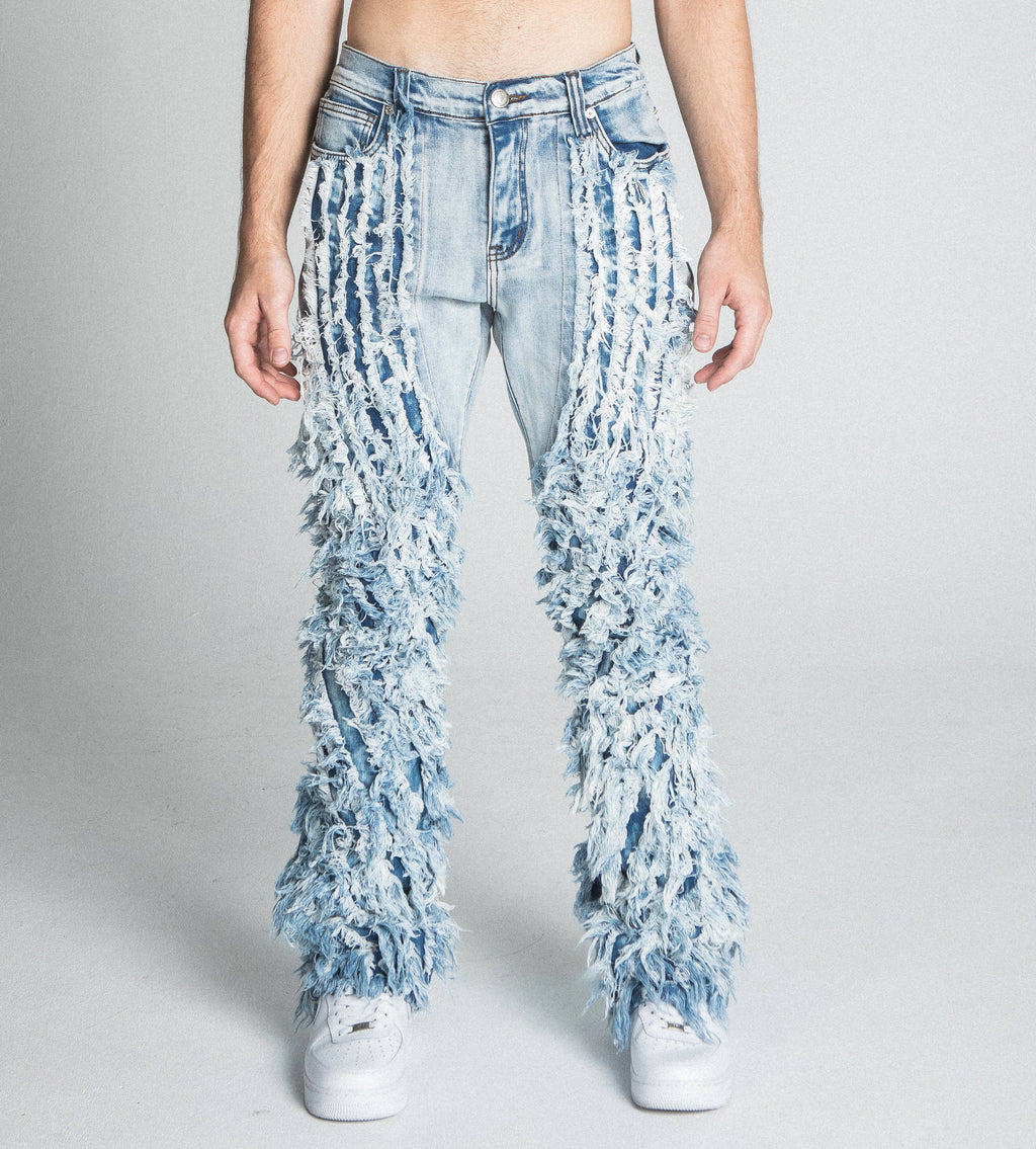 AJ18SK EXTREME FRAYED STACKED JEANS