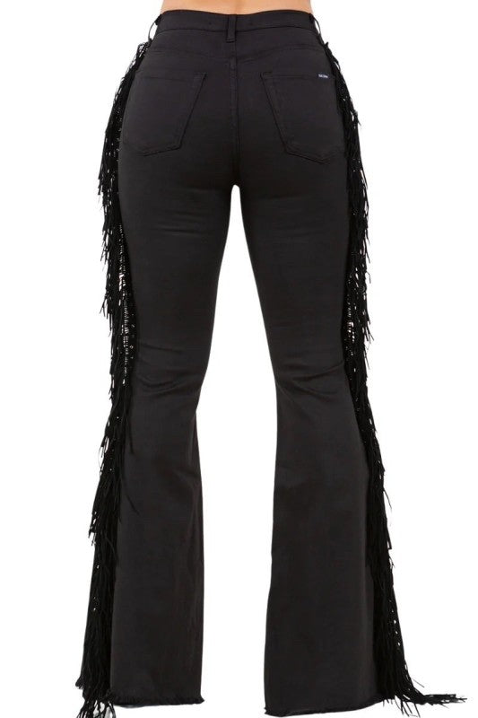 Texas Sun Bell Bottom jean in Black Denim See size chart under “more details”