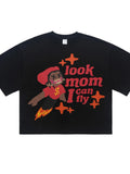 Men's Look Mom I Can Fly Graphic Oversized T-Shirt