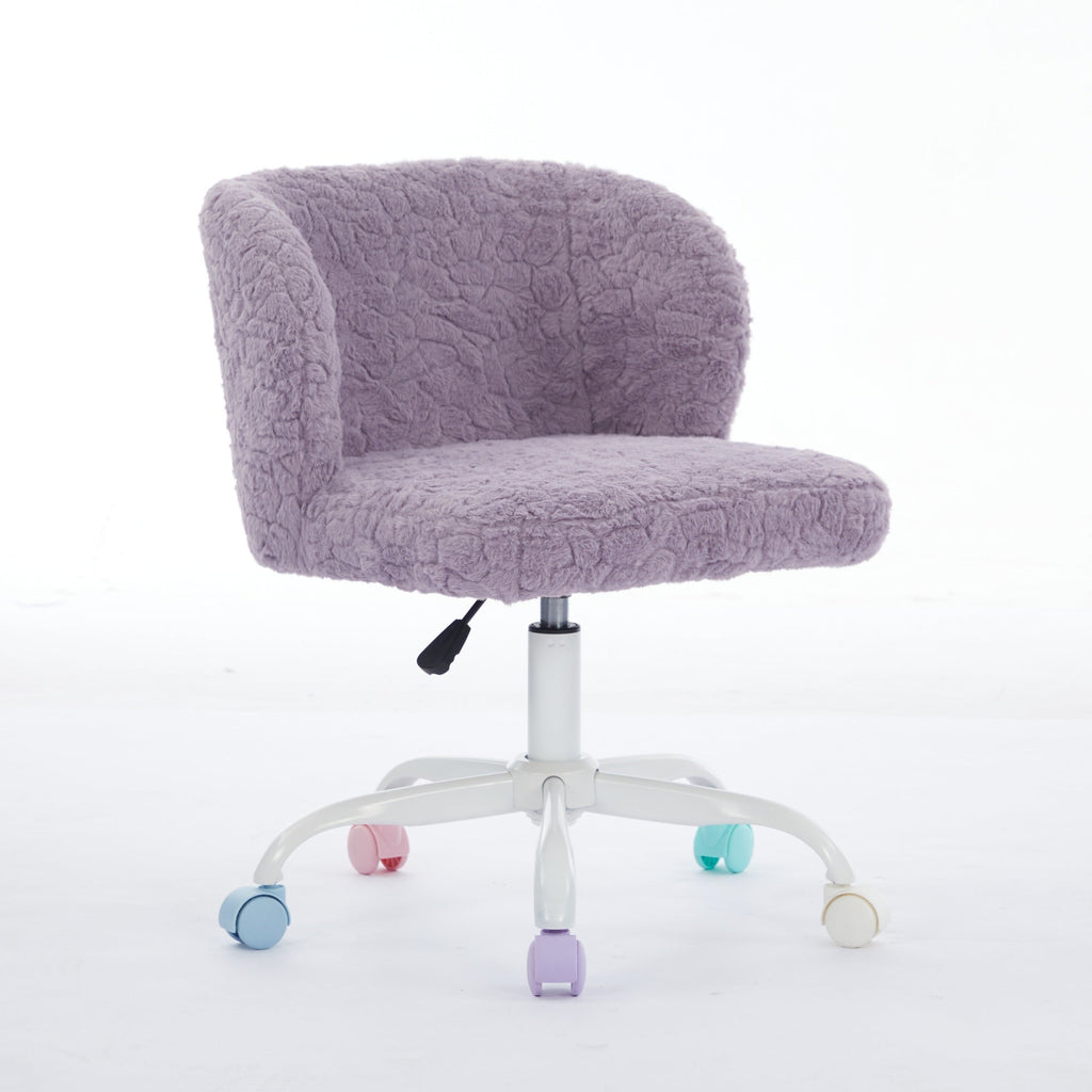 Swivel Chair Faux Alpaca Violet Vanity Bedroom Ergonomic 22.5x31.9 In