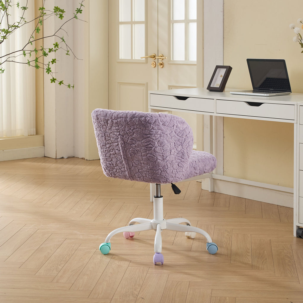 Swivel Chair Faux Alpaca Violet Vanity Bedroom Ergonomic 22.5x31.9 In