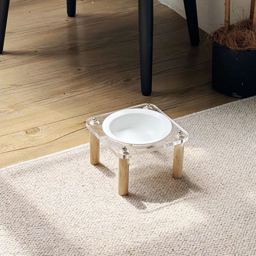 Cat Water Bowl Dog Basin Anti-tumble High Leg Cat Bowl Ceramic Cat Food Holder Double Bowl