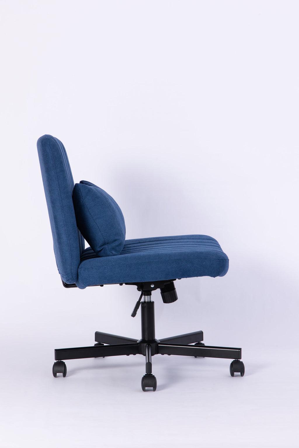 Swivel Office Chair Linen Blue Criss Cross Memory Foam 360 Degree 25.2 In