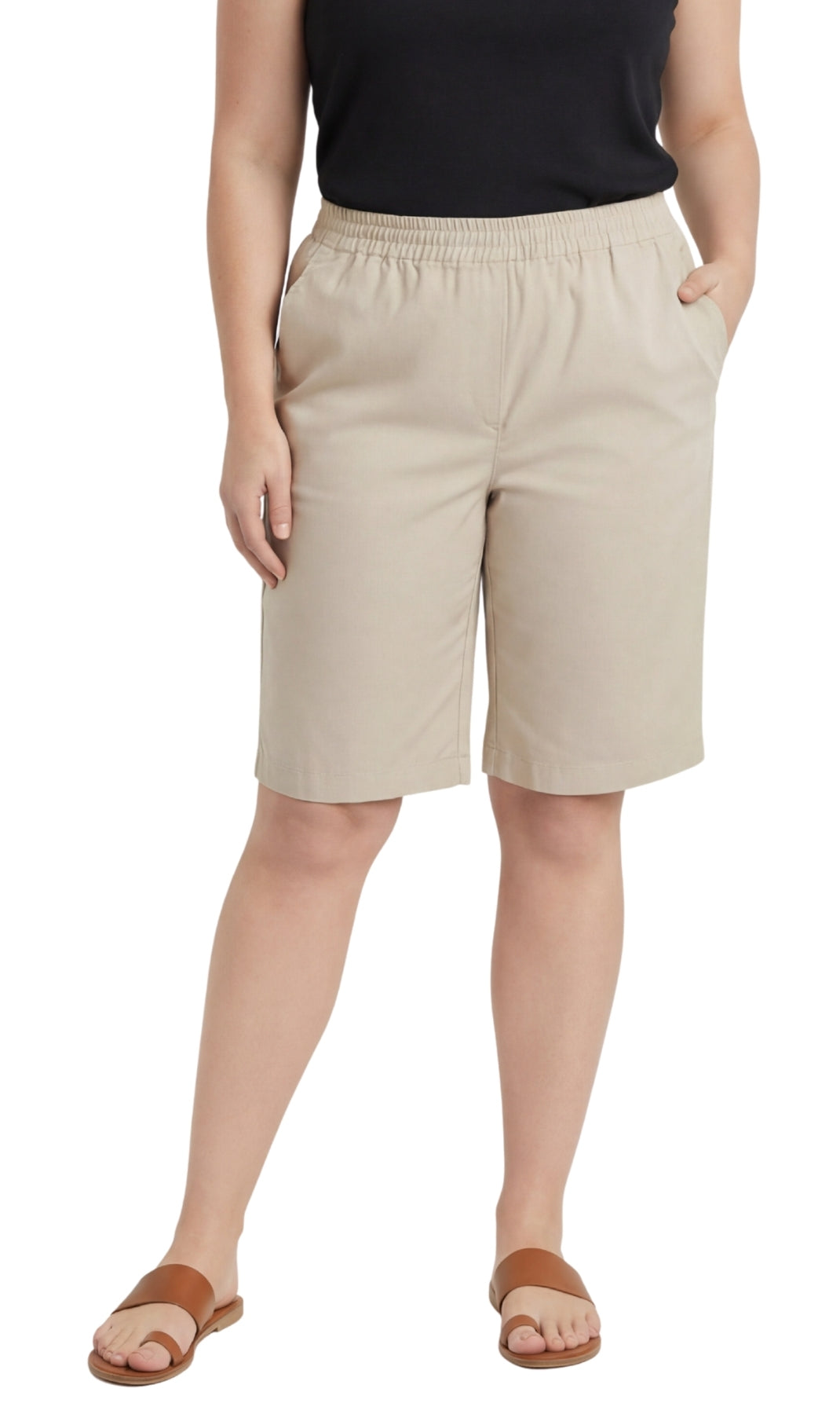 Women's Easy Pull on Bermuda Shorts in Denim and Twill
