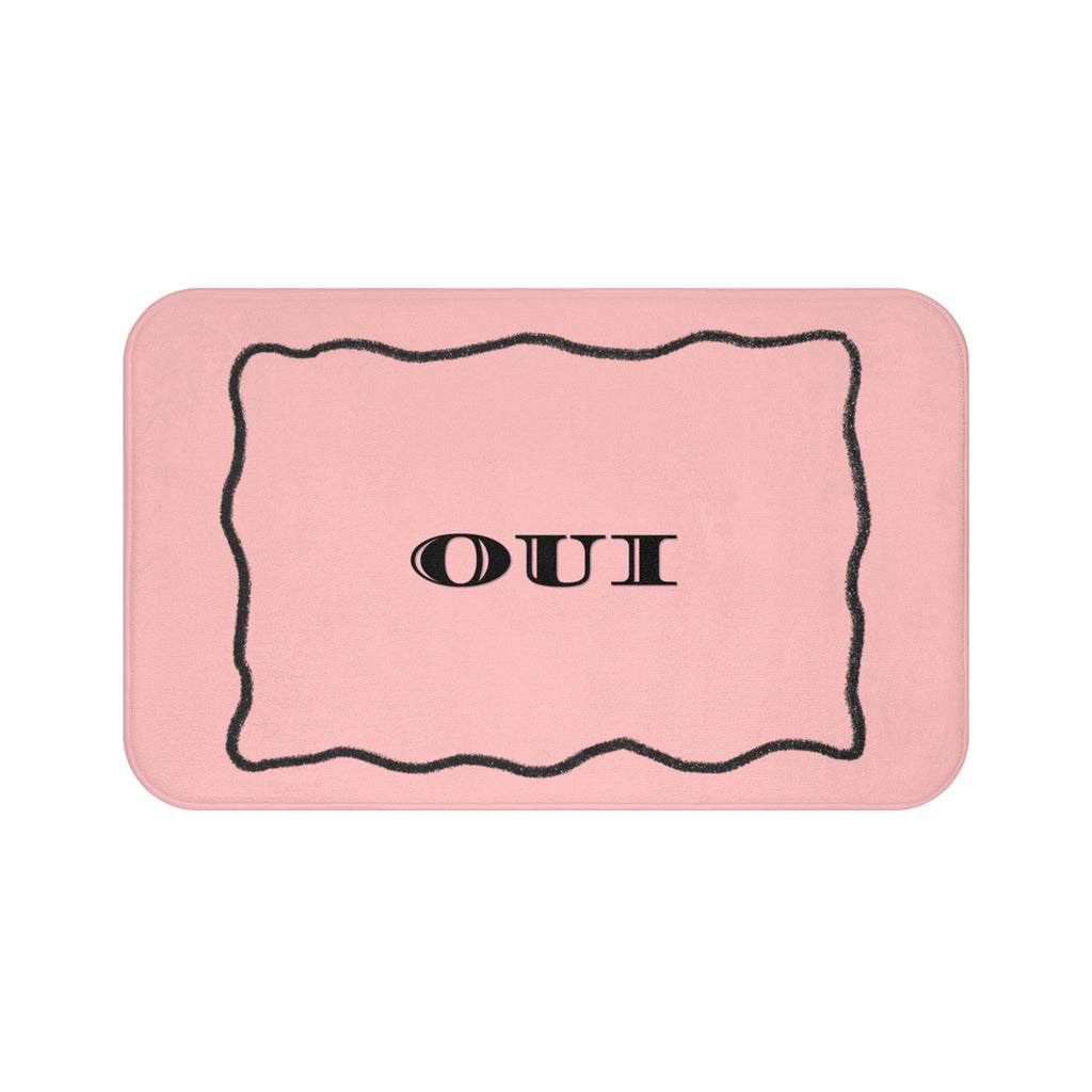 OUI Pink Bath Mat — Feminine French Bathroom Rug