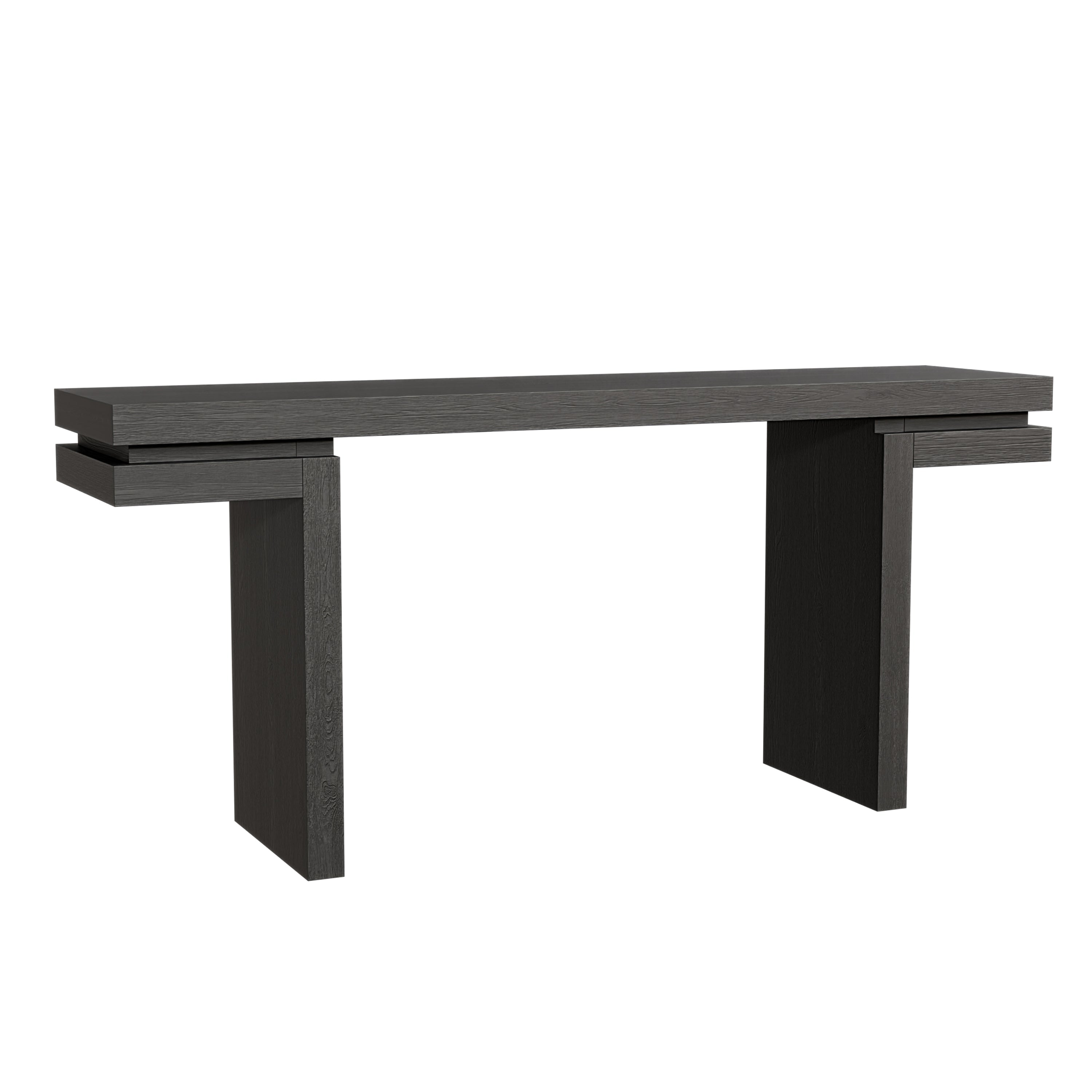 66' Extra Wide Real Wood Veneered Console Table, Minimalist Sofa Table Behind Couch for Entryway, Hallway, Living Room, Home Office, Black