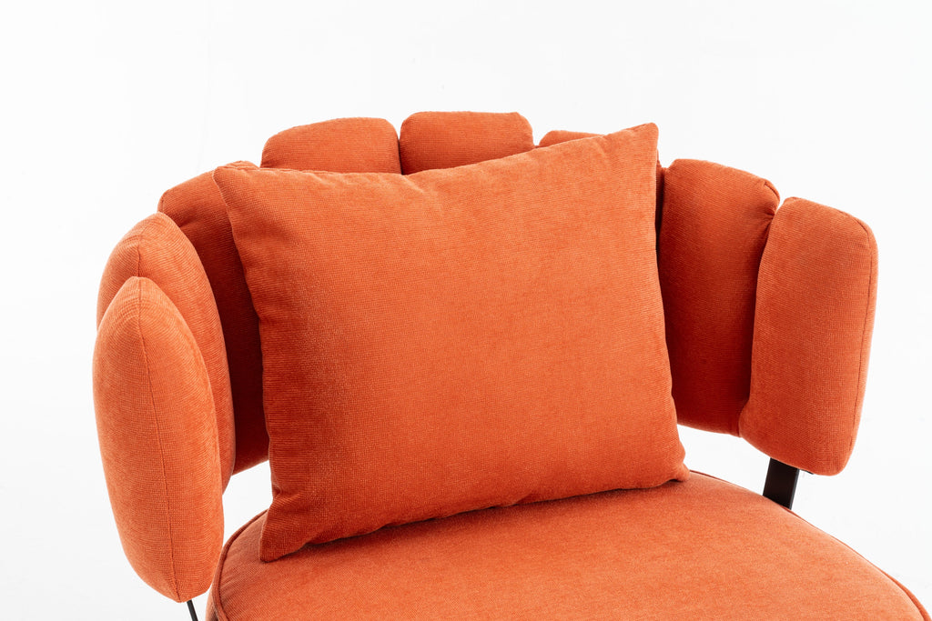 Accent Chair Barrel Armless Chenille Orange Pocket Coil Curved Arms 300 LB