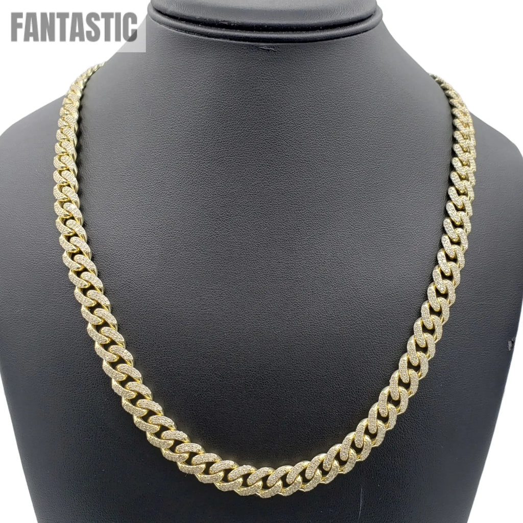 10K Gold- Iced Out Diamond Miami Cuban Chains (10mm)