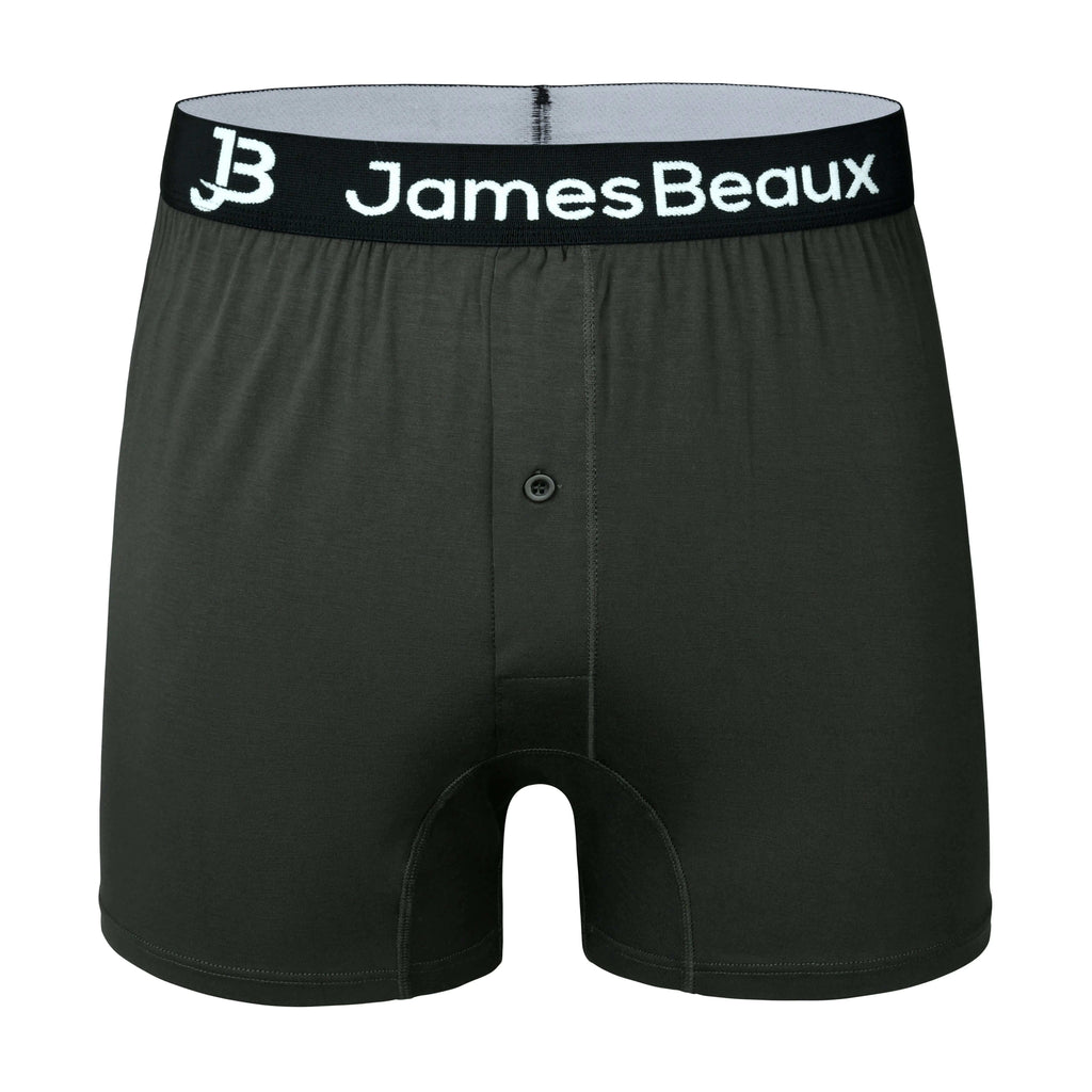 Men's Bamboo Boxer Shorts - Ultra-Soft & Breathable Underwear (Black)