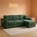 Luxurious Corduroy Green 83-Inch Sleeper Sectional Sofa
