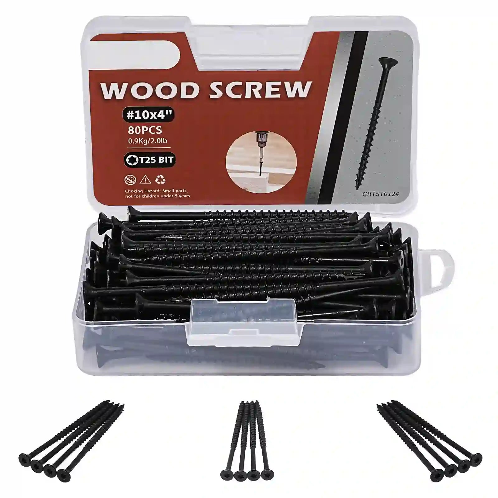 Black Exterior Deck Screws - T25 Torx Drive (Includes Bit)