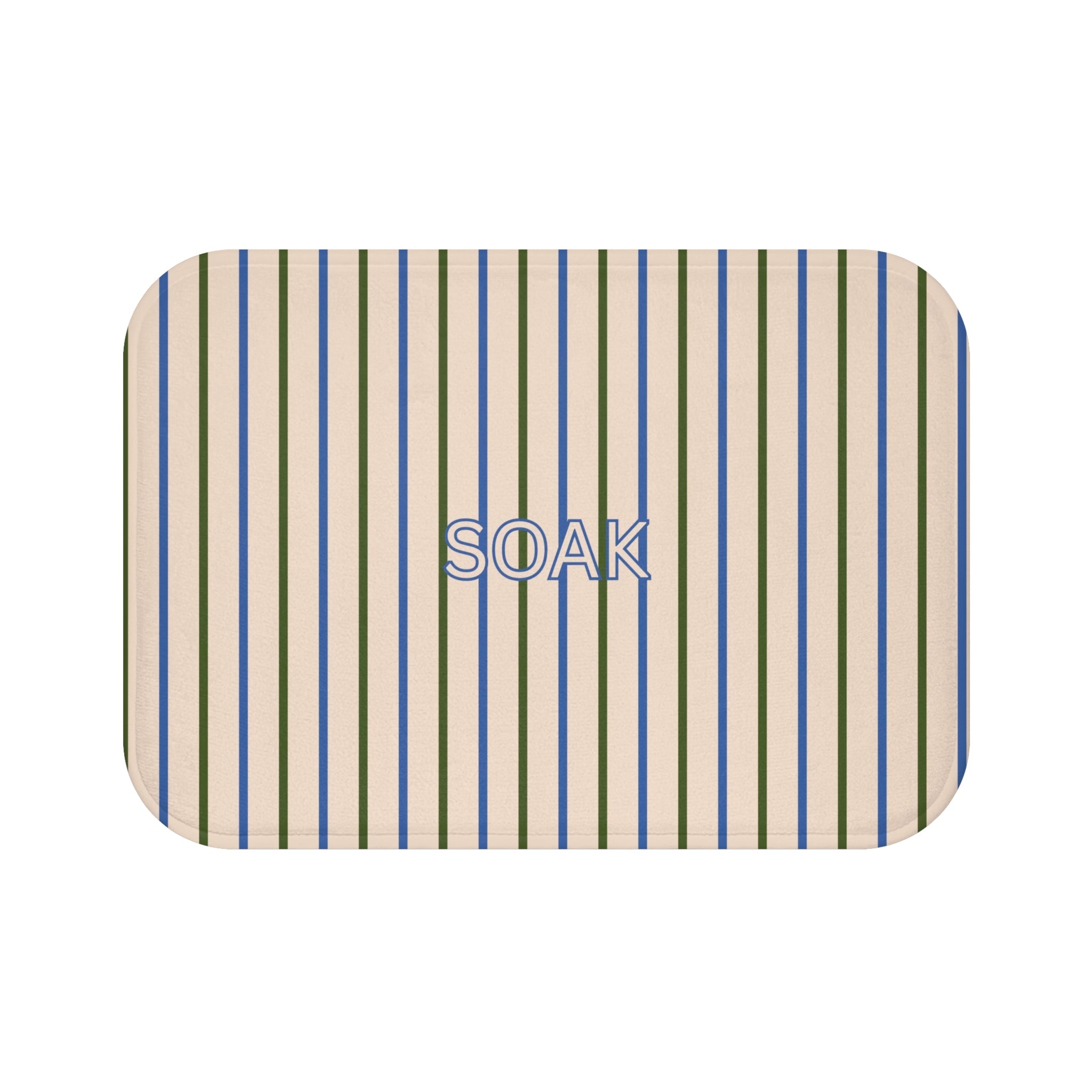Coastal SOAK Striped Bath Mat — Blue & Beige Spa Bathroom Rug