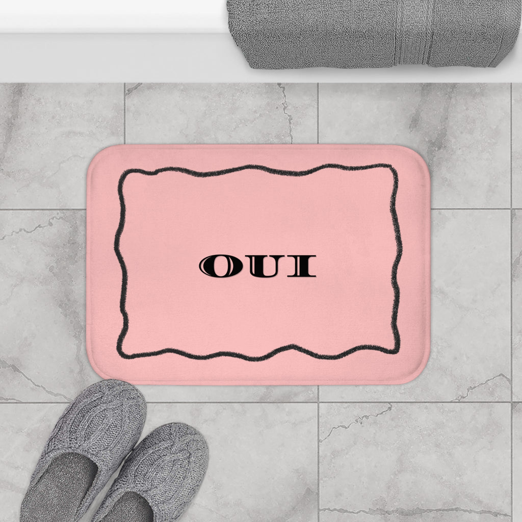 OUI Pink Bath Mat — Feminine French Bathroom Rug
