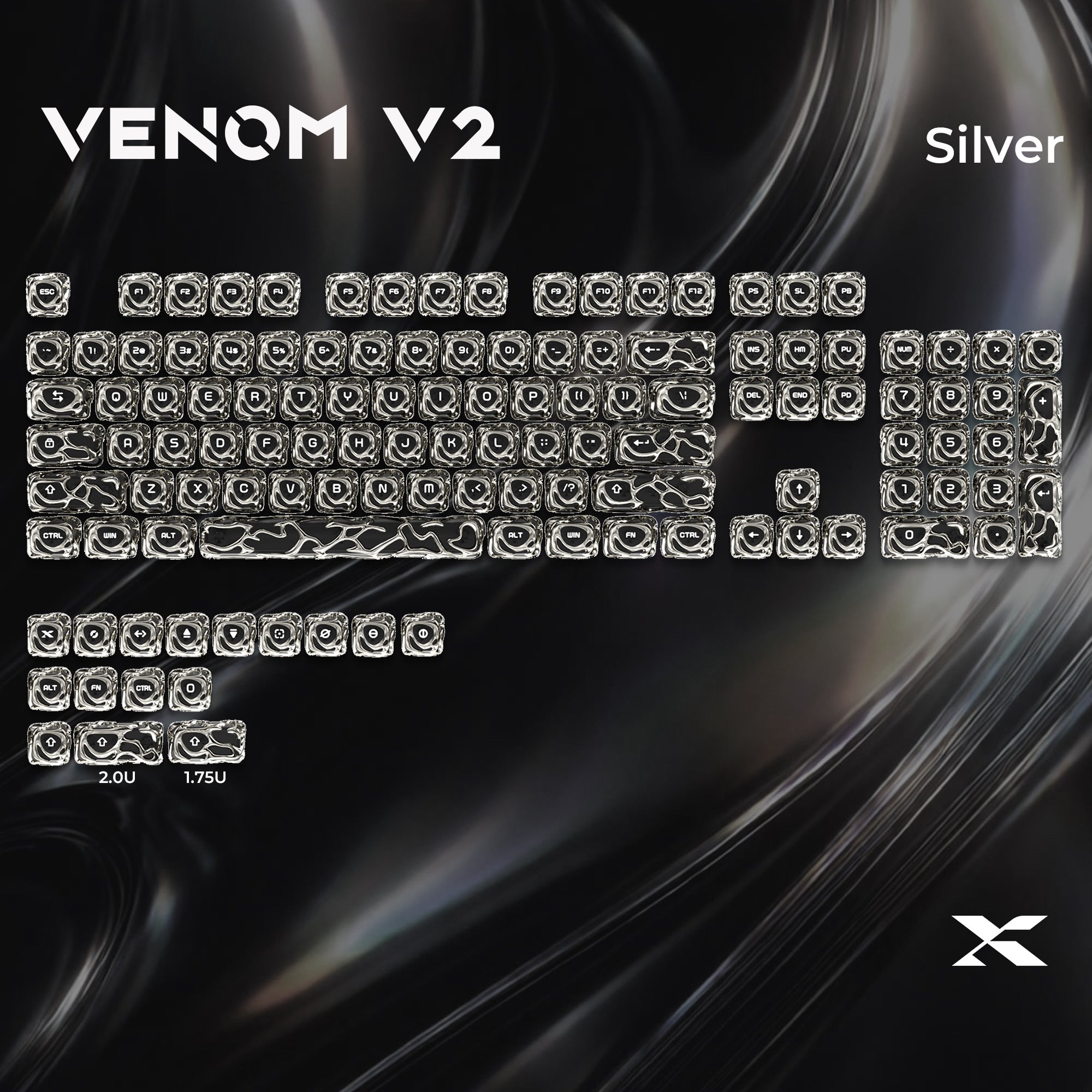 XVX Venom Themed Liquid Metallic Electroplating ABS+PC Keycap Set