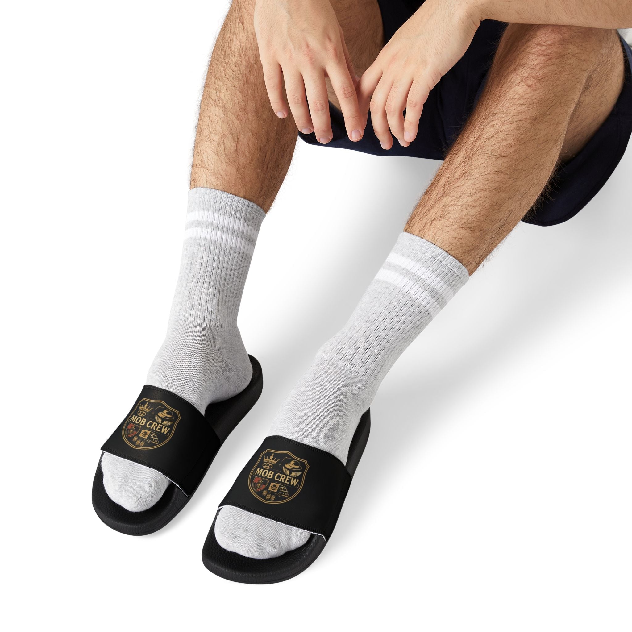 Mob Crew Men’s Crew Logo Slide Sandals Removable-Strap Pool & Casual Slides