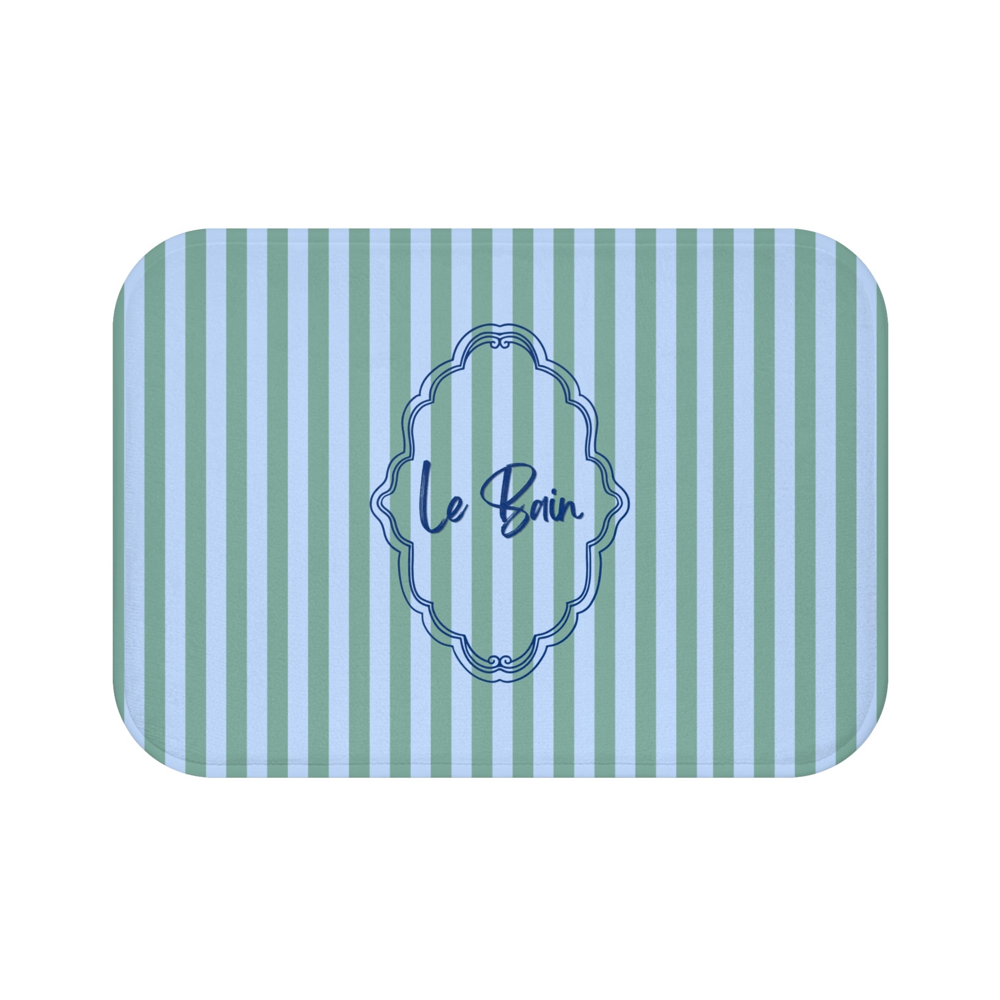 Le Bain Striped Bath Mat — Coastal Green/Blue Bathroom Rug