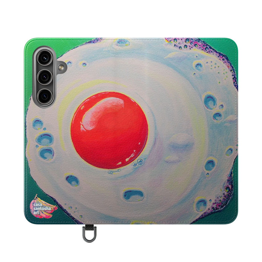 Neon Fried Egg Flip Phone Case – Wallet Cover with Card Slots