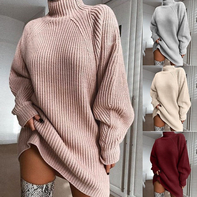 Solid Turtleneck Long Sweater Winter Warm Women Sweater Dress See size chart under “more details”