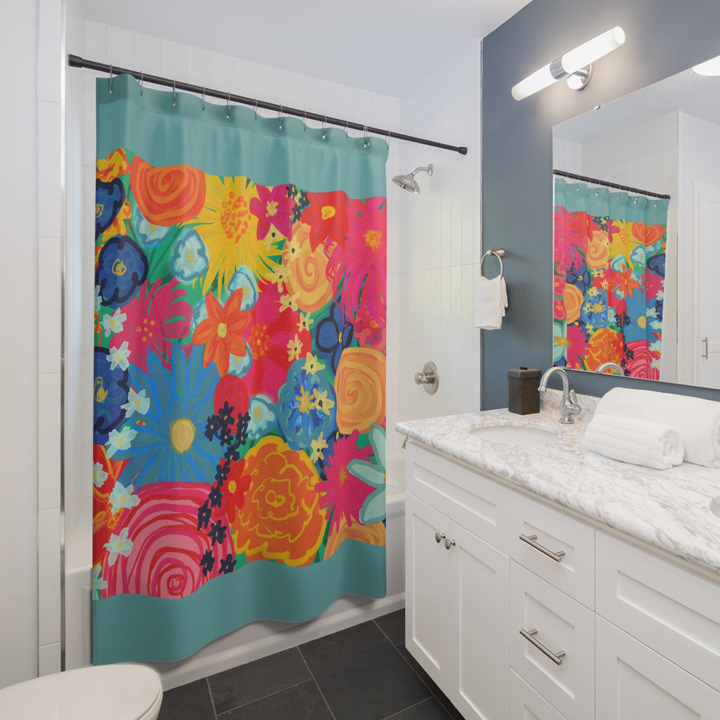 Bespattered Facade Bold Florals Shower Curtain