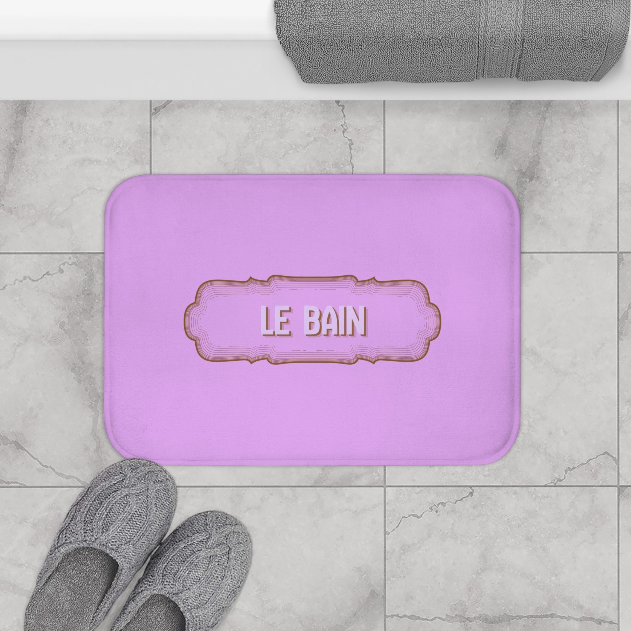 Le Bain Lilac Bath Mat — French Bathroom Décor, Soft Plush Floor Mat