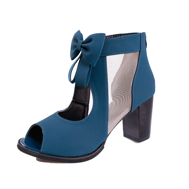 Bow women's sandals mesh high heels See size chart under “more details”