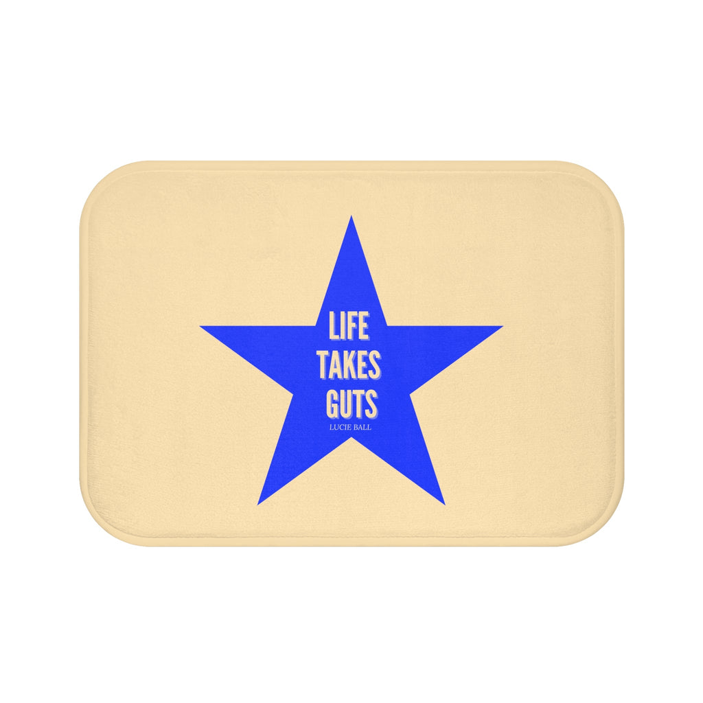 Motivational  Bath Mat — "Life Takes Guts" Lucille Ball Quote