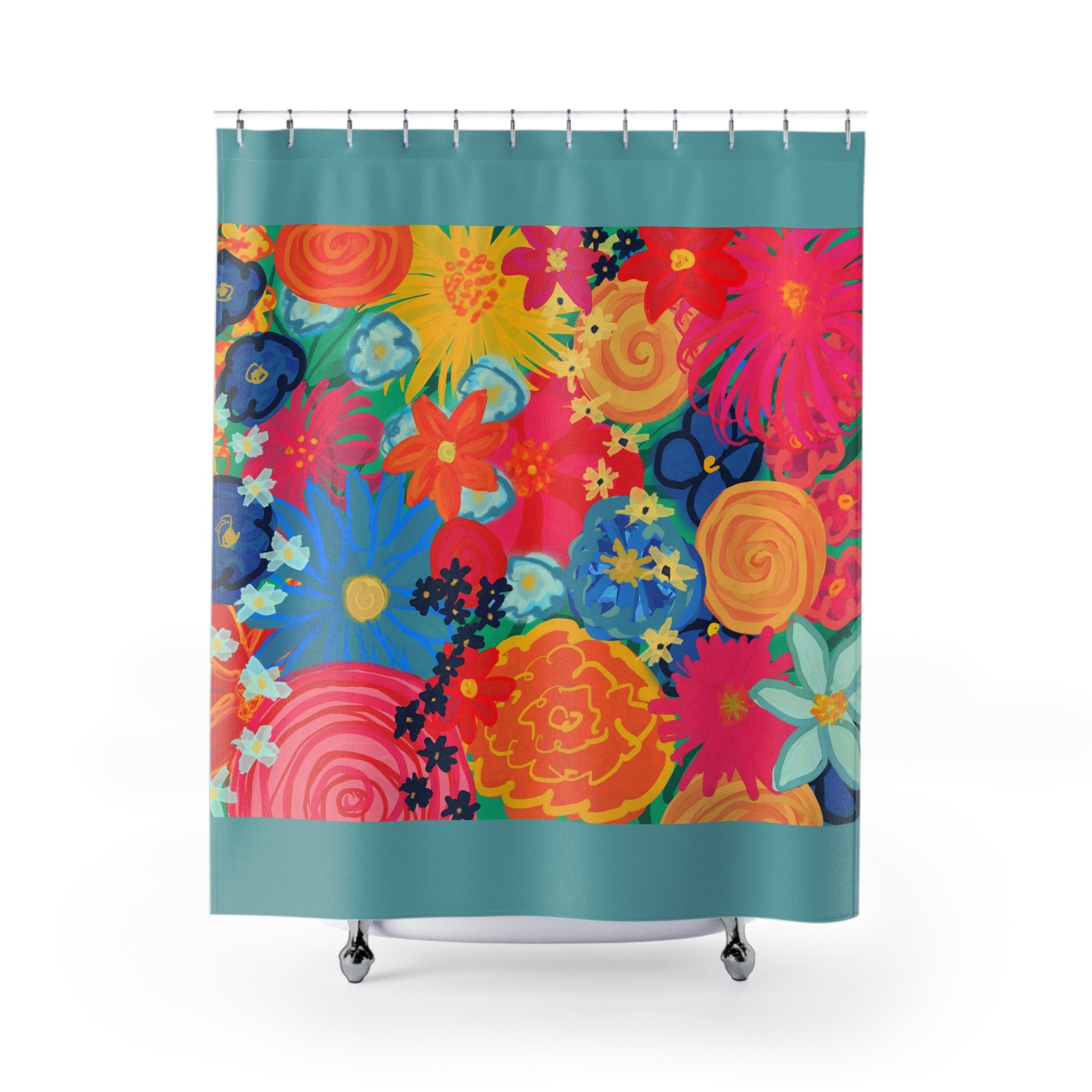 Bespattered Facade Bold Florals Shower Curtain