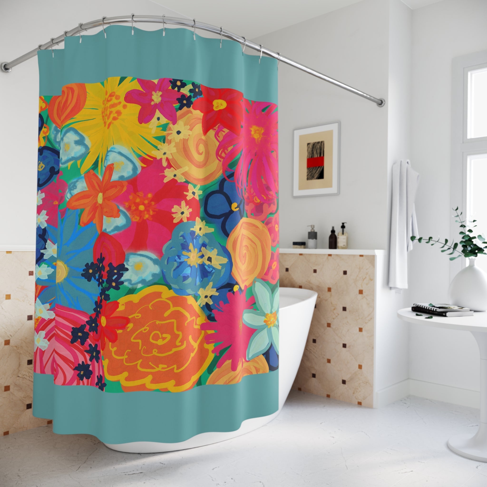 Bespattered Facade Bold Florals Shower Curtain