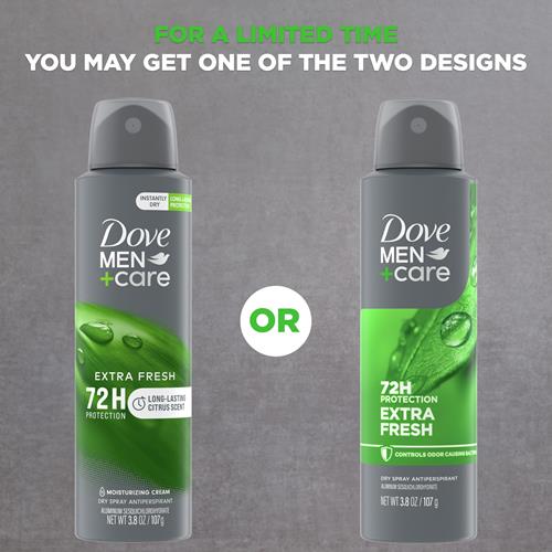 Dove Men+Care Antiperspirant Deodorant Dry Spray For Men Extra Fresh 72-Hour Sweat And Odor Protection With Triple Defense Technology 3.8 Oz