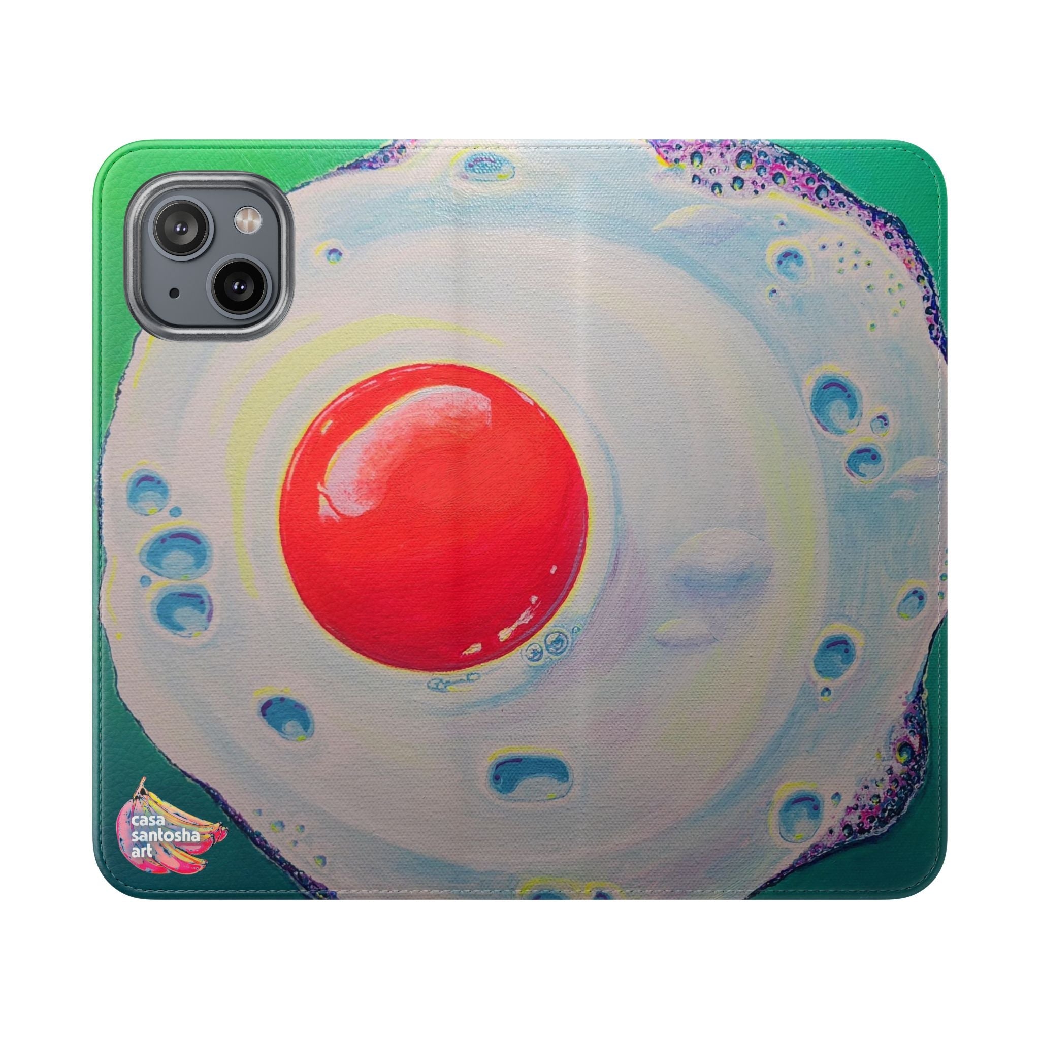 Neon Fried Egg Flip Phone Case – Wallet Cover with Card Slots