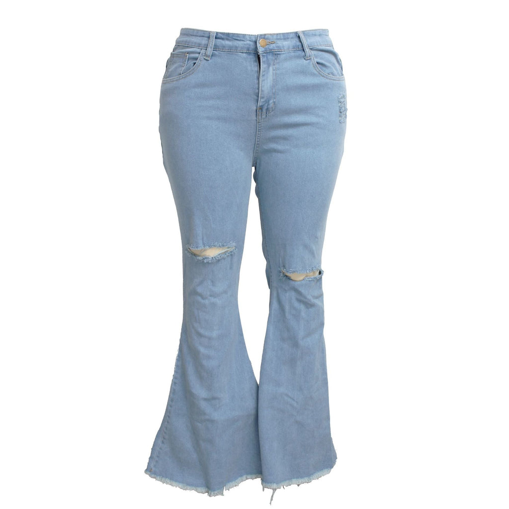 Fashion Trendy Unique Jeans Stretch Plus Size Bell-bottom Pants See size chart under “more details”