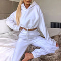 Women's 2-Piece Jogging Suit - Sexy Long Sleeve Hoodie Tracksuit