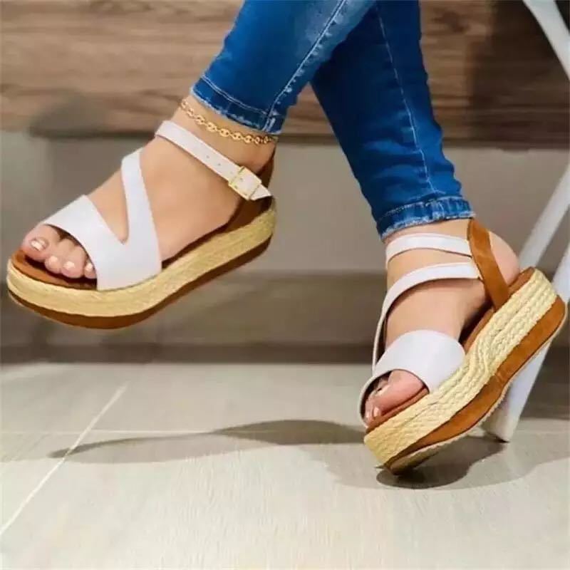 Platform Sandals Hollow Buckle Women's Shoes See size chart under “more details”