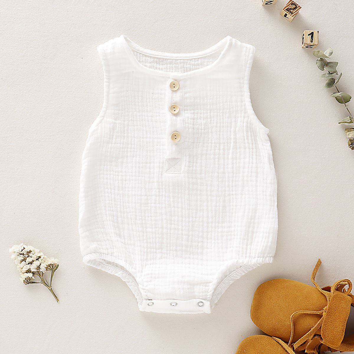 Ins Hot Style Boys And Girls Bubble Cotton Sleeveless Bag Fart Clothes 0-2 Years Old Baby
