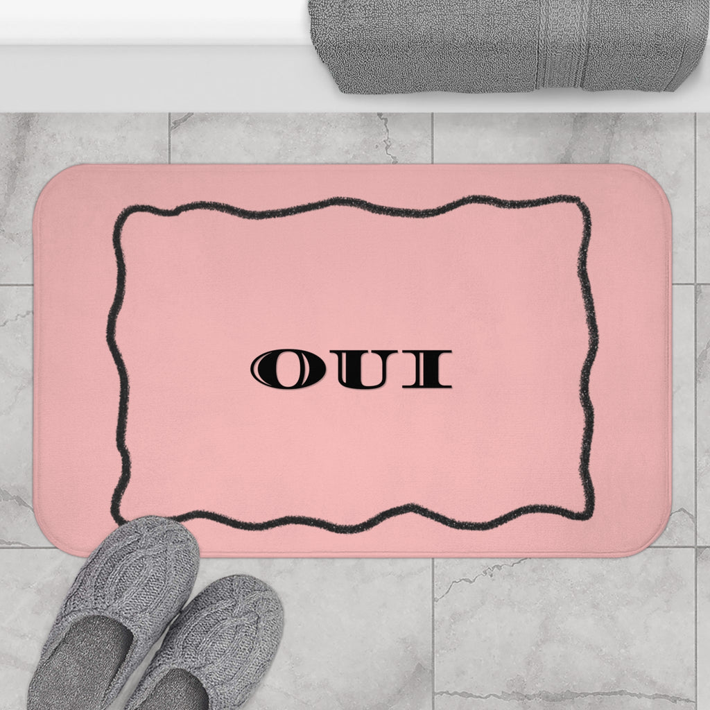 OUI Pink Bath Mat — Feminine French Bathroom Rug