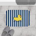 Cute Rubber Ducky Bath Mat — Navy Striped Kids Bathroom Rug