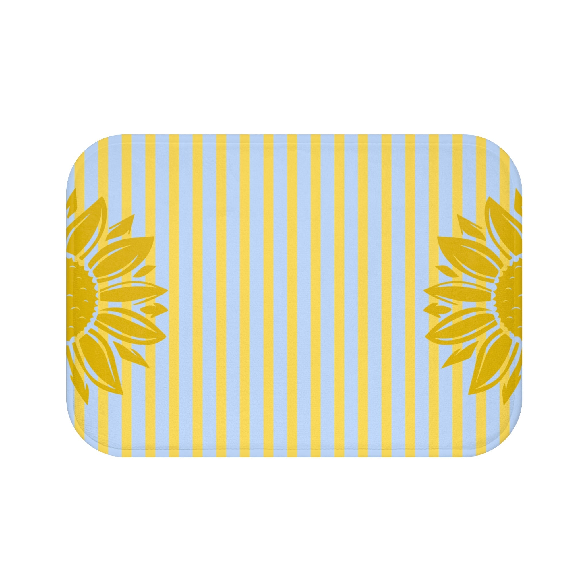 Preppy Sunflower Stripe Bath Mat – Yellow Sunflower Bathroom Rug